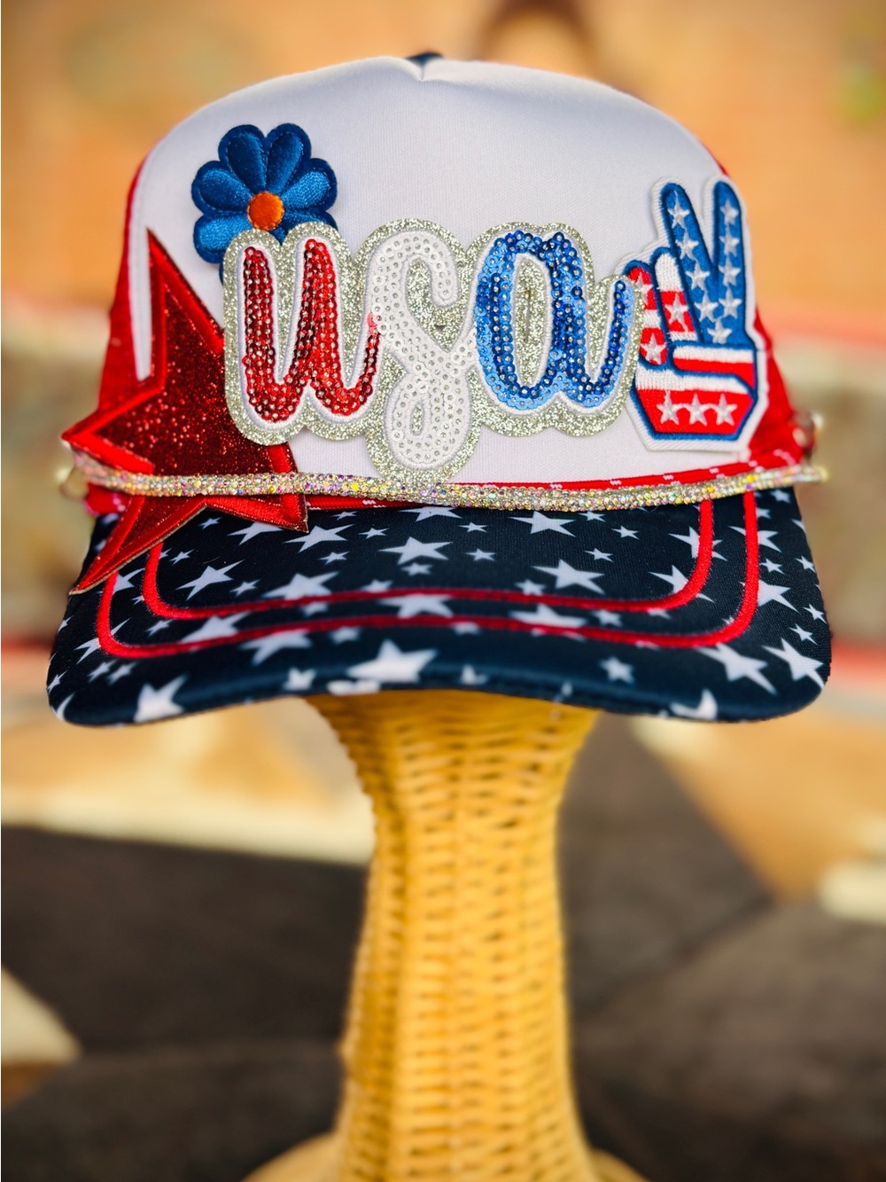USA Custom Trucker Hat- Red White Blue